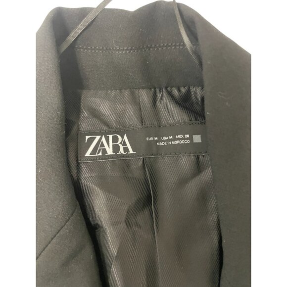 Zara Womens Blazer Suit Jacket M Medium Black Lined Single Breasted 8616/595 NWT - Picture 3 of 13